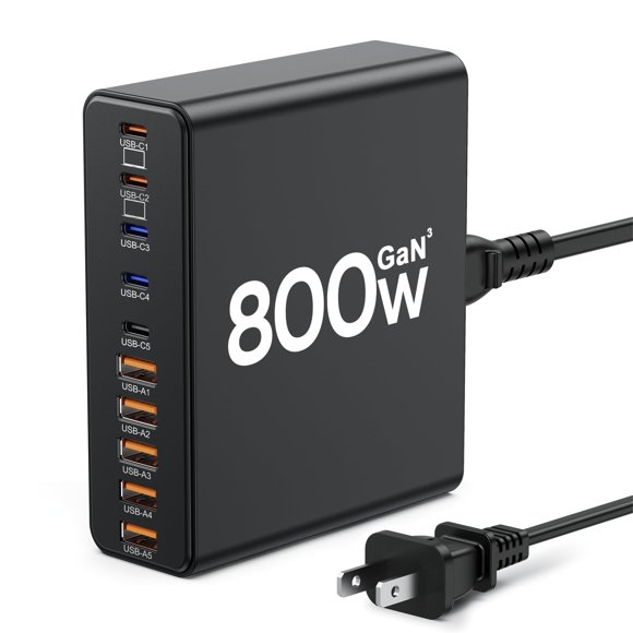 Estación de carga Aexhend USB C de 800 W con 10 puertos para MacBook Pro/Air
