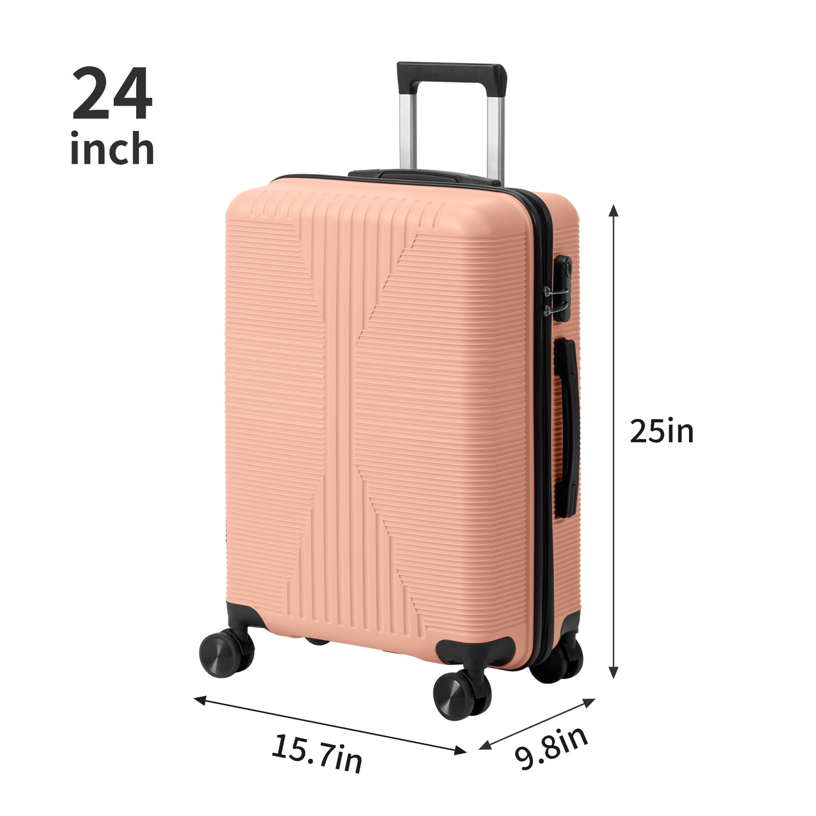 Pink PP 3 Piece Luggage Set 20/24/28 Inch 360 Silent Spinner Wheels Hard Shell Carry On Suitcase for Family Business Travel