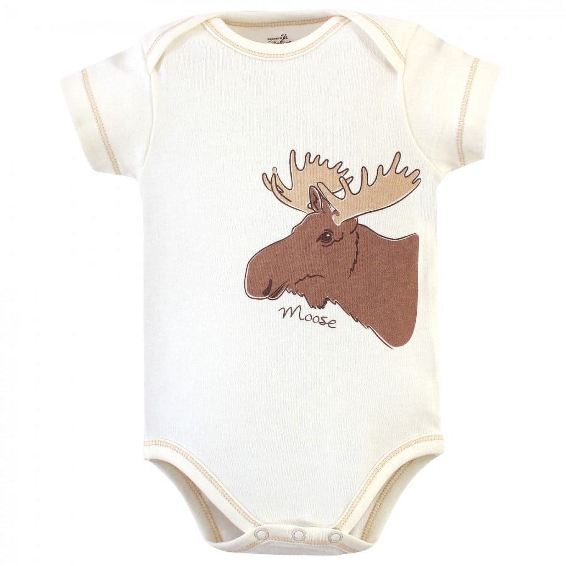 Touched by Nature Baby Boy Organic Cotton Bodysuits 5pk, Moose, 18-24 Months