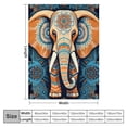 thumbnail image 4 of HENGT  Thin Indian Elephant with Large Tusks Print Boho Throw Blanket, Geometric Symmetry Vintage Totem Papua New Guinea Art Throw Blanket, Flannel Fabric, Fade Resistant, 4 of 6