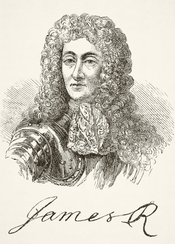 King James Ii Of England Also Known As The Duke Of York Portrait And Signature From The National And Domestic History Of England By William Aubrey Published London Circa 1890 Canvas Art - Ken Welsh D