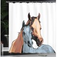 thumbnail image 4 of Ambesonne Country Shower Curtain, Farm Life 2 Horses, 69"Wx75"L, Pale Caramel Turquoise, 4 of 5