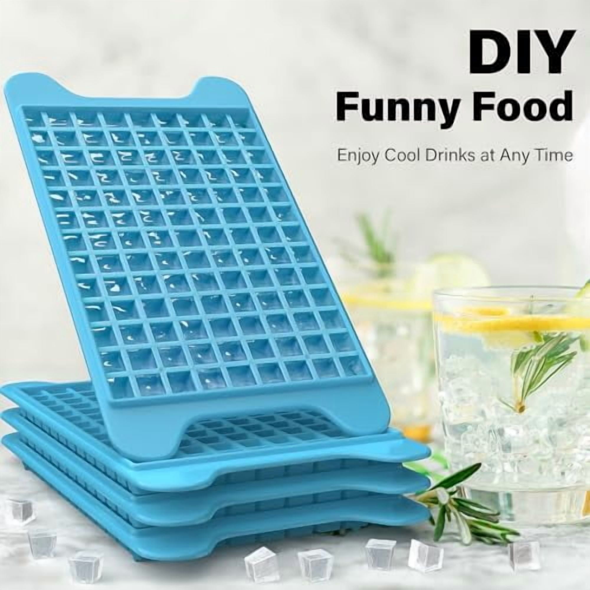 Mini Small Ice Cube Tray for Freezer with Storage Bin - 117×4 PCS Easy Release Nugget Ice Maker - Crushed Ice Container for Countertop, BPA-Free