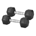 thumbnail image 3 of Well-Fit Rubber Hex Dumbbell Set, 10lb Black, Includes Two Weights, 3 of 5