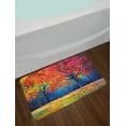 thumbnail image 2 of Nature Bath Mat, Colorful Trees and Falling Autumn Leaves Seasonal Art Picture, Non-Slip Plush Mat Bathroom Kitchen Laundry Room Decor, 29.5 X 17.5 Inches, Navy Blue Vermilion and Pink, Ambesonne, 2 of 2