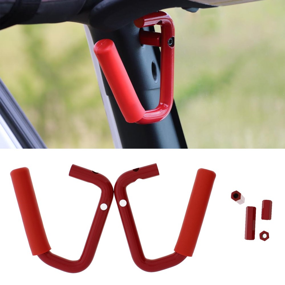 ABN Jeep Wrangler Grab Handles Red Front Left & Right 2Pack 200717 2/