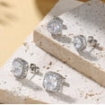thumbnail image 6 of Turandoss 2 Pairs 18K White Gold Plated Halo Stud Earrings for Women Men Sensitive Ears Round CZ Hypoallergenic Non Tarnish Fashion Accessories Jewelry Birthday Gifts for Mom Her Him Teen Wife Adult, 6 of 7