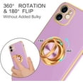 thumbnail image 5 of iPhone 11 Case,Phone Case for iPhone 11,Slim Fit Soft 360° Ring Holder Kickstand Magnetic Car Mount Supported Easy Clean Shockproof Protective Cover for Apple iPhone 11 6.1" 2019,Purple/Golden, 5 of 18