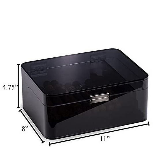 Acrylic Cigar Humidor Cigar Storage Box, Air Tight Cigar Container, Humidifier, Compartment for Humidity Pack Stores 50-75 Cigars (Black)
