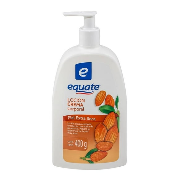Loción crema corporal Equate con aceite de almendras piel extra seca 400 g