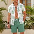 thumbnail image 2 of JFOPQVSM European and Men's Printed Casual Sports Short Sleeved Shirt Shorts Set Two Piece Outfits for Men, 2 of 7