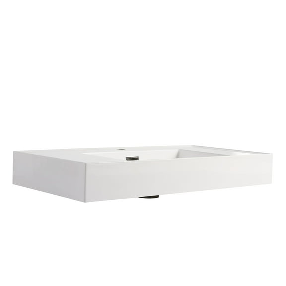 Noble House 36" Resin Bathroom Vanity Top with Integrated Sink, Scratch-Resistant, Modern Easy-Clean, Glossy White