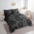thumbnail image 3 of Manfei Bohemian Paisley Twin Bedding Sets 7pcs, Hippie Mandala Bedding Comforter Set, Black Gray Sheet Sets, Luxury Bedroom Decor, 3 of 8