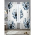 thumbnail image 4 of Flowers Watercolor Floral Sheer Curtains 108 inches Long 2 Panels Set Plant Stamens Overlay White Background Tiers Sheers Rod Pocket Small Window Short Curtains for Kitchen Cafe, Each 52" W x 108" L, 4 of 7