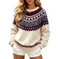 thumbnail image 2 of Icelandic Sweater Fall Fashion Outfits Cable&nbsp;knit Christmas Soft Basic Old&nbsp;money&nbsp;sweater Oversized Pullover Loose Fit Long Sleeve Tops Sweatshirts No Hood Nordic Sweaters, 2 of 3