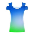 thumbnail image 4 of Blouses pour Femmes, Blouses à Col en V Mode pour Femmes, Chemises à Épaules Dénudées, Manches Courtes, 4 of 5