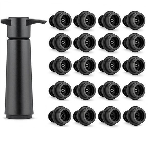 Wine Saver Pump with 20 Vacuum Wine Stoppers, Wine Bottle Stoppers with Food Grade Silicone Leak proof Keep Fresh Suitable for All Standard Wine Bottles