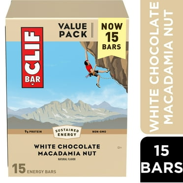 CLIF BAR White Chocolate Macadamia Nut Flavor Energy Bars, Plant Based Protein Bars, 15ct
