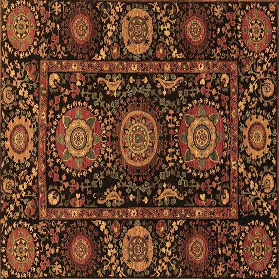 Ahgly Company Indoor Square Abstract Brown Modern Area Rugs, 5' Square