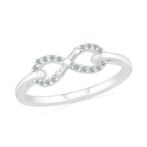DGOLD Sterling Silver Round White Diamond Minimalist Infinity Ring (1/10 cttw)