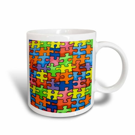 - 3dRose Red Orange Green Blue Yellow Puzzle Pieces, Ceramic Mug, 11-ounce