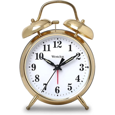 Big Ben Twin Bell Alarm Clock | Loud Alarm Clock for Heavy Sleepers | Battery Operated Clock with Backlight for Bedside Table, Bedroom, Kids Room, Desk (Gold, 4)