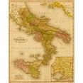 thumbnail image 2 of Vintage Maps 26x31 Gold Ornate Wood Framed with Double Matting Museum Art Print Titled - Kingdom of Naples 1844, 2 of 4
