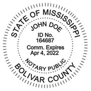 Round Notary Stamp for State of Mississippi- Self Inking Stamp - Top Brand Unit with Bottom Locking Cover for Longer Lasting Stamp - 5 Year Warranty
