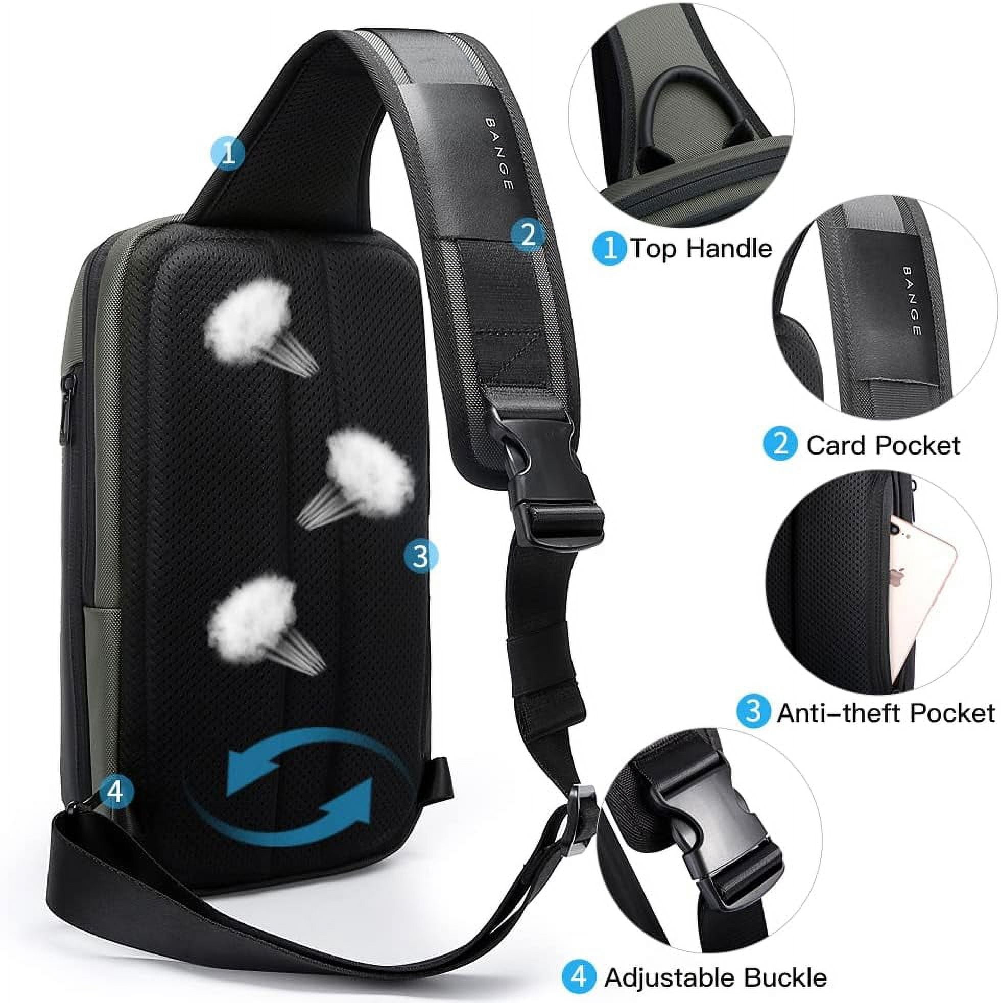 BANGE Waterproof Men's Sling Bag, Large Capacity Crossbody Backpack Durable