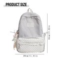 thumbnail image 3 of Lace Plaid Backpack, Mixed Pattern and Ribbon Bows, Spacious Lightweight Backpack for Commute Shopping, Lightweight study Bookbag with Front Zipper and Side Pockets, Grey, 3 of 5