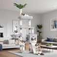 thumbnail image 1 of Cat Tree . es Cat Tower for Indoor Cats Cat Condo with Perches Basket Leaf Feeding Bowl Multi-Level Plush Modern Cat Furniture with Scratching Posts Light HCTW, 1 of 9