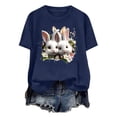 thumbnail image 3 of Tops de Cuello Alto para las Mujeres Amante Impreso Camiseta Cuello Redondo Manga Corta, Poliéster Spandex, 3 of 7