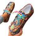 thumbnail image 4 of Willtoo Orthopedics Womens Colorful Print Canvas Shoes Lace Up Low Top Casual Flats Lightweight Fashion Daily Slip On Sneakers, 4 of 5