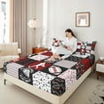 thumbnail image 4 of Homewish Gamer Baseball Football Twin Sheet Sets 3pcs for Kids Teens Adults,Black Red Twin Fitted Sheet Microfiber,Sport Geometric Plaid Breathable Flat Sheet,Lightweight Room Decor, 4 of 7