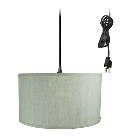 

1-Light Plug In Swag Pendant Ceiling Light Textured Oatmeal Shade