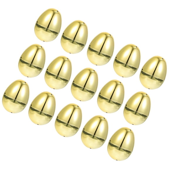 AURARMLET 15 Pack Plastic Easter Eggs Golden Color for Easter Hunts and Spring Decorations
