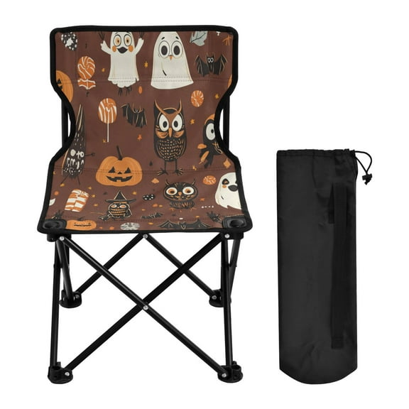 600D Oxford Camping Chair Portable Foldable Chair Supports 220 lbs for Picnic, Fishing, Backpacking Halloween-themed Cartoonish Characters
