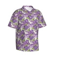 thumbnail image 2 of Fotbe Violets Flowers Hawaiian Shirt for Men Unisex Summer Beach Casual Short Sleeve Cotton Linen Button Down Shirts-XX-Large, 2 of 9