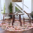 thumbnail image 3 of Pink Horse Round Area Rug 8Ft Washable Large Circle Rugs for Living Room Dorm, Rustic Spring Floral Summer Botanical Non-Slip Carpet Floor Mats Indoor Outdoor Carpet Runner Aesthetic Home Decor, 3 of 8