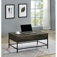 thumbnail image 2 of 39" Brown Lift Top Coffee Table, Storage Space Within Tabletop, Material, Black Metal Frame, Adjustable Feet Brown, Tabletop With Capacity, Beveled Edge,, 2 of 2