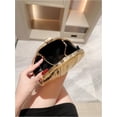 thumbnail image 3 of JKCCZLL QWINEE Women's Shell Shaped Clutch Purse Ruched Mini Crossbody Bag Elegant Evening Handbag with Chain Strap,Gold#,1, 3 of 5