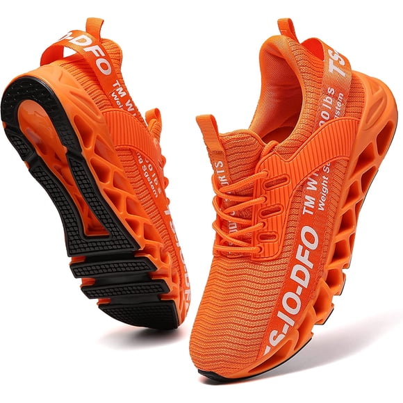 Men Athletic Shoes Breathable Running Shoes Non-Slip Fashion Sneakers, Orange, 12