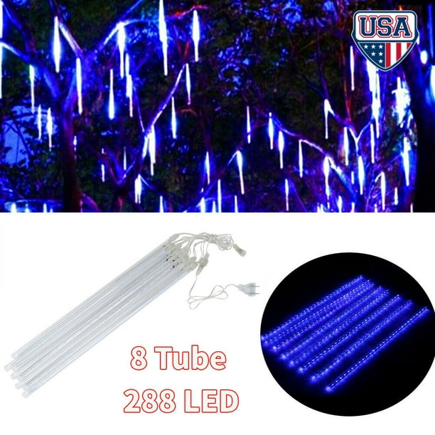 288 LED Solar Lights Meteor Shower Rain 8 Tube Tree Outdoor Light