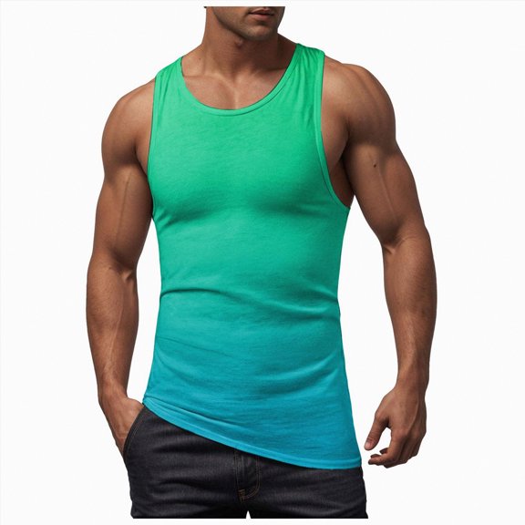 Hessimy Men’s Sleeveless Compression Shirts, Quick Dry Running Sports Workout Athletic Base Layer Tank Tops(Green,M)