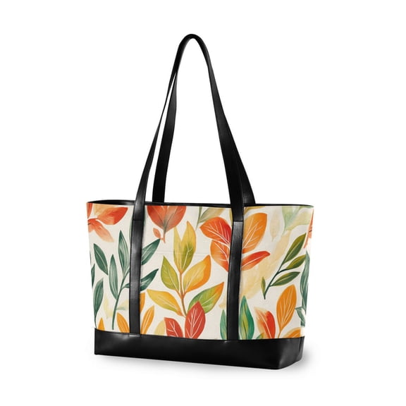 FORMRS Laptop Tote Bag for Women with 15.6" Computer Compartments Handbag, Orange Autumn Leaves