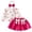 Hot Pink, variant on Pandaie Toddler Girls Heart Print Two Piece Outfit Ruffle Long Sleeve Top Tiered Skirt Bow Headband Birthday Party Holiday Photo Shoots Hot Pink,6-12 Months