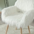 thumbnail image 4 of SYNGAR White Faux Fur Upholstered Chair for Bedroom, Cute Desk Chair with Backrest and Armrest, Elegant Makeup Vanity Chair with Wood Style Metal Leg for Living Room, Easy Assemble, 4 of 12