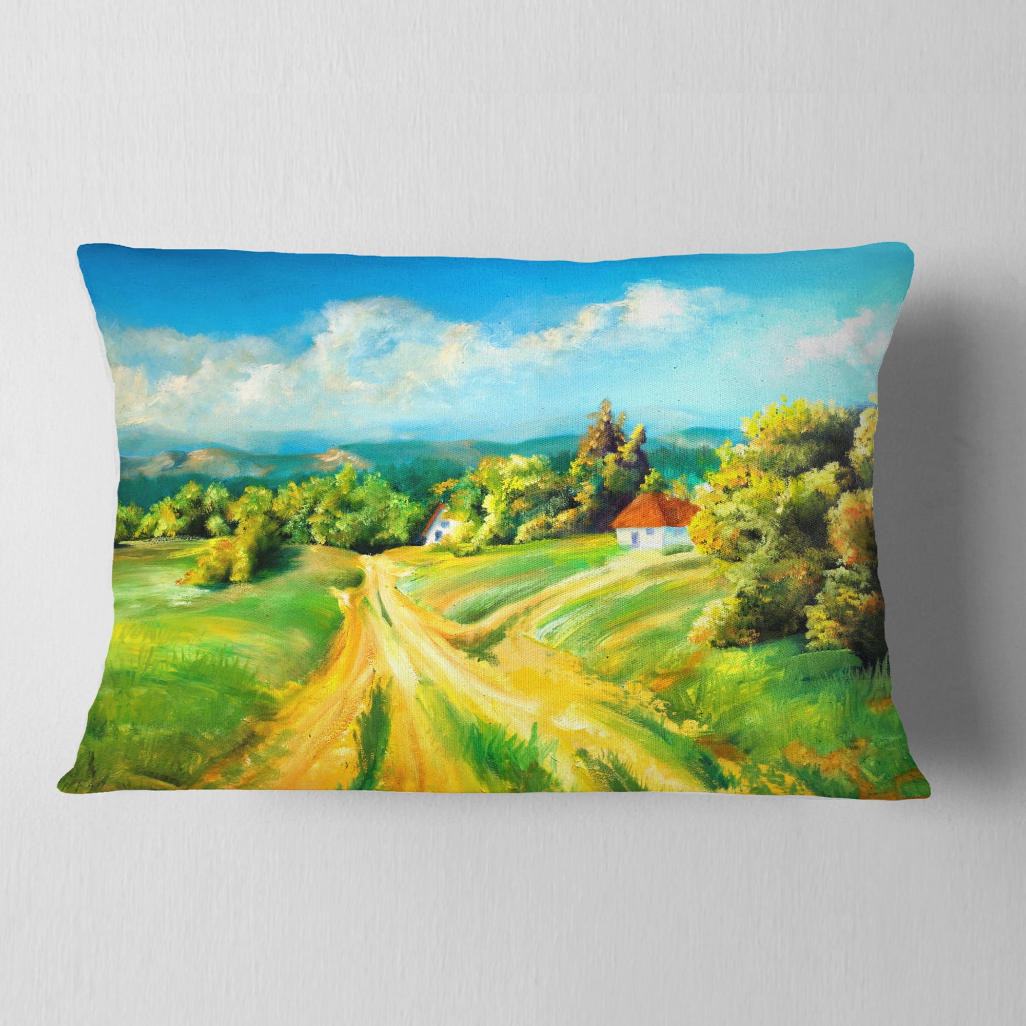 Designart Color of Summer - Landscape Printed Throw Pillow - 12x20