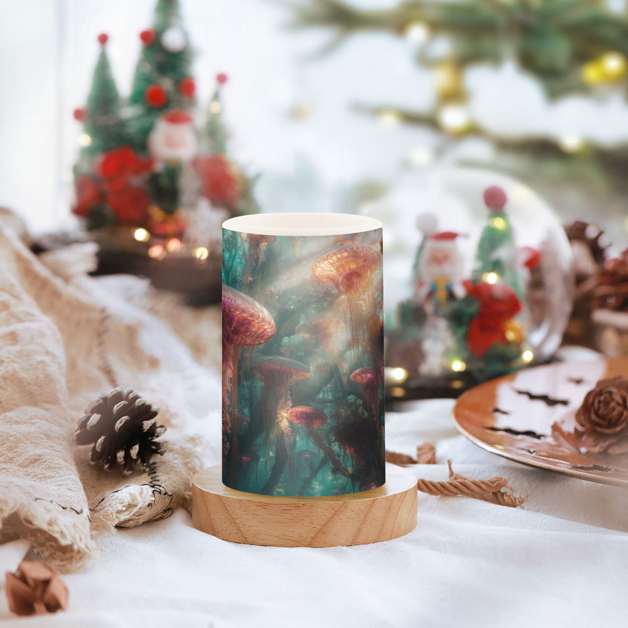 Yayeee Flameless Candles with Remote Flickering Battery Operated Multi Color Changing, Psychedelic Forest