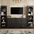 thumbnail image 2 of 3-Piece Large TV Stand with Bookshelves for TVs up to 70", Wall Unit Entertainment Center with 2 Storage Cabinets, 2 Drawers and Adjustable Shelves, TV Hutch for Living Room, Black, 2 of 9